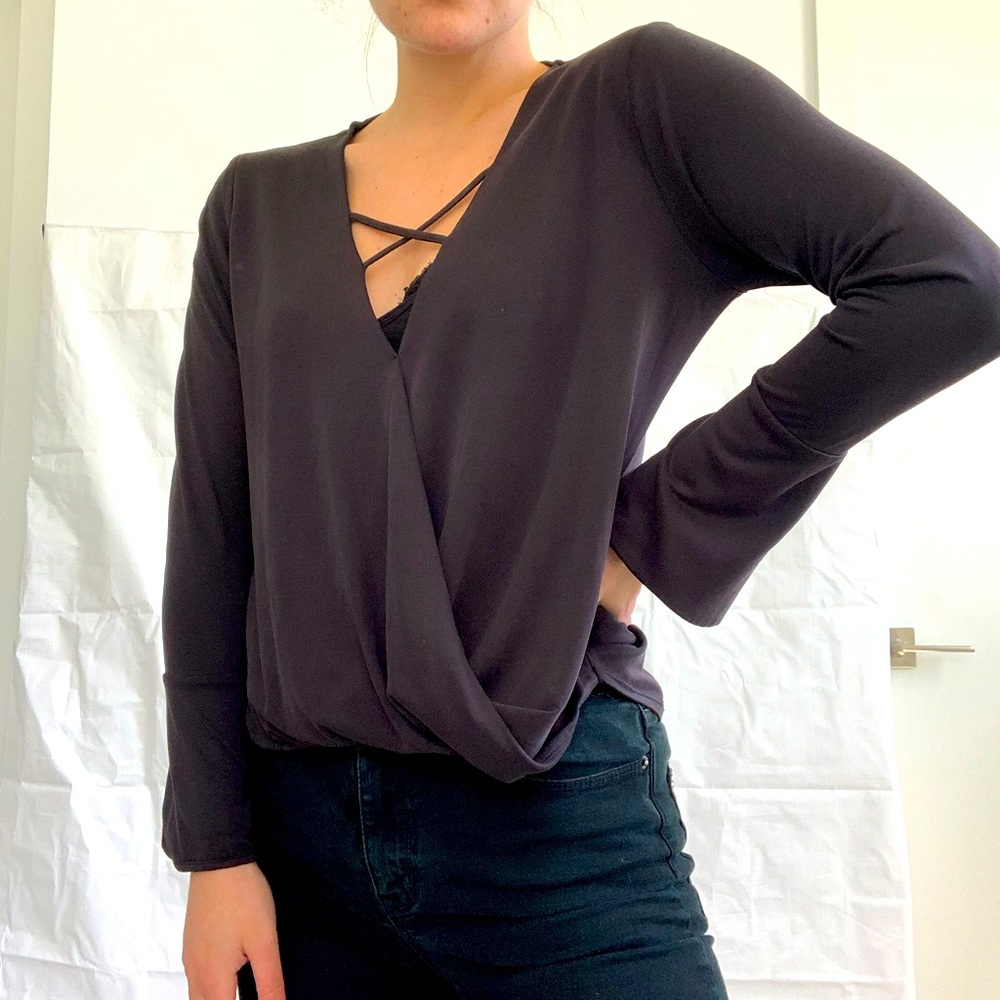 Charcoal Grey Long Sleeve Top